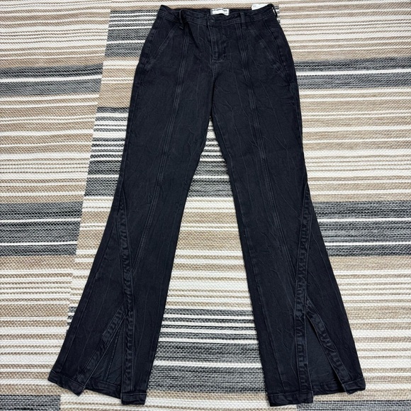 Free People We The Free Crvy Mona High Rise Flare Jeans Zip Fly Black Size 28 - Picture 2 of 14
